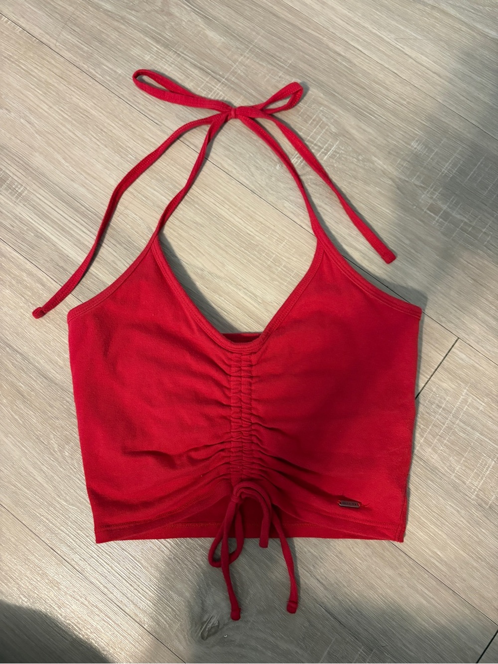 Hollister Red Ruched Halter Crop Top